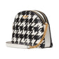Morgan Painterly Houndstooth Embossed Saffiano Leather Double Zip Dome Crossbody