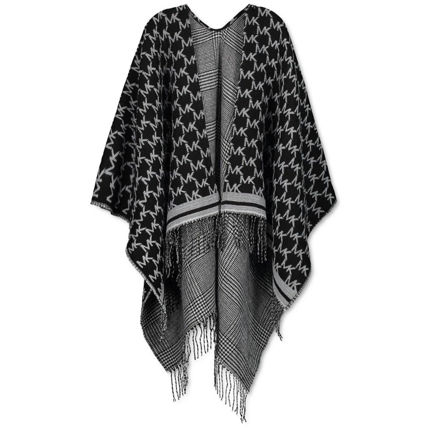 Reversible Logo Plaid Fringe Kimono