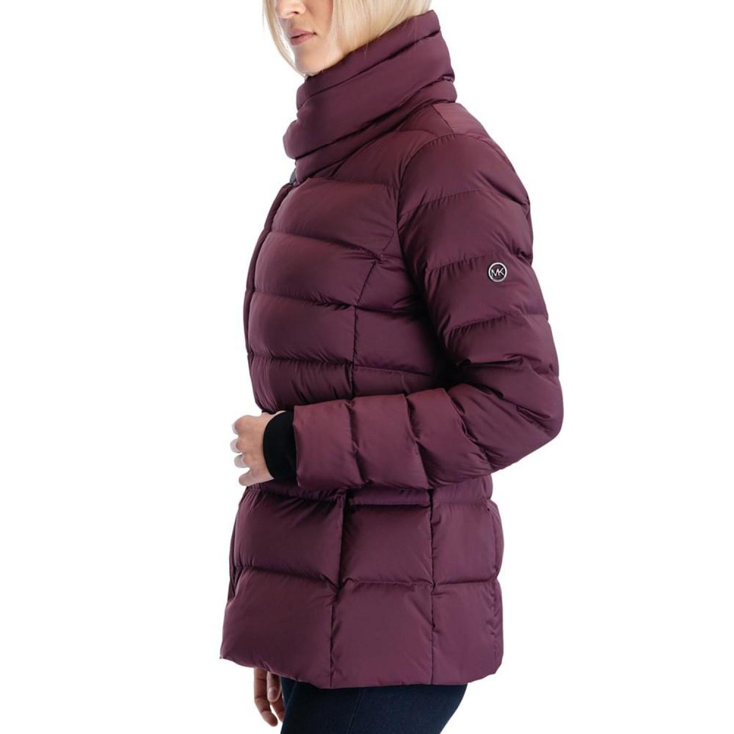 Women's Stretch Asymmetrical Belted Packable Down Puffer Coat