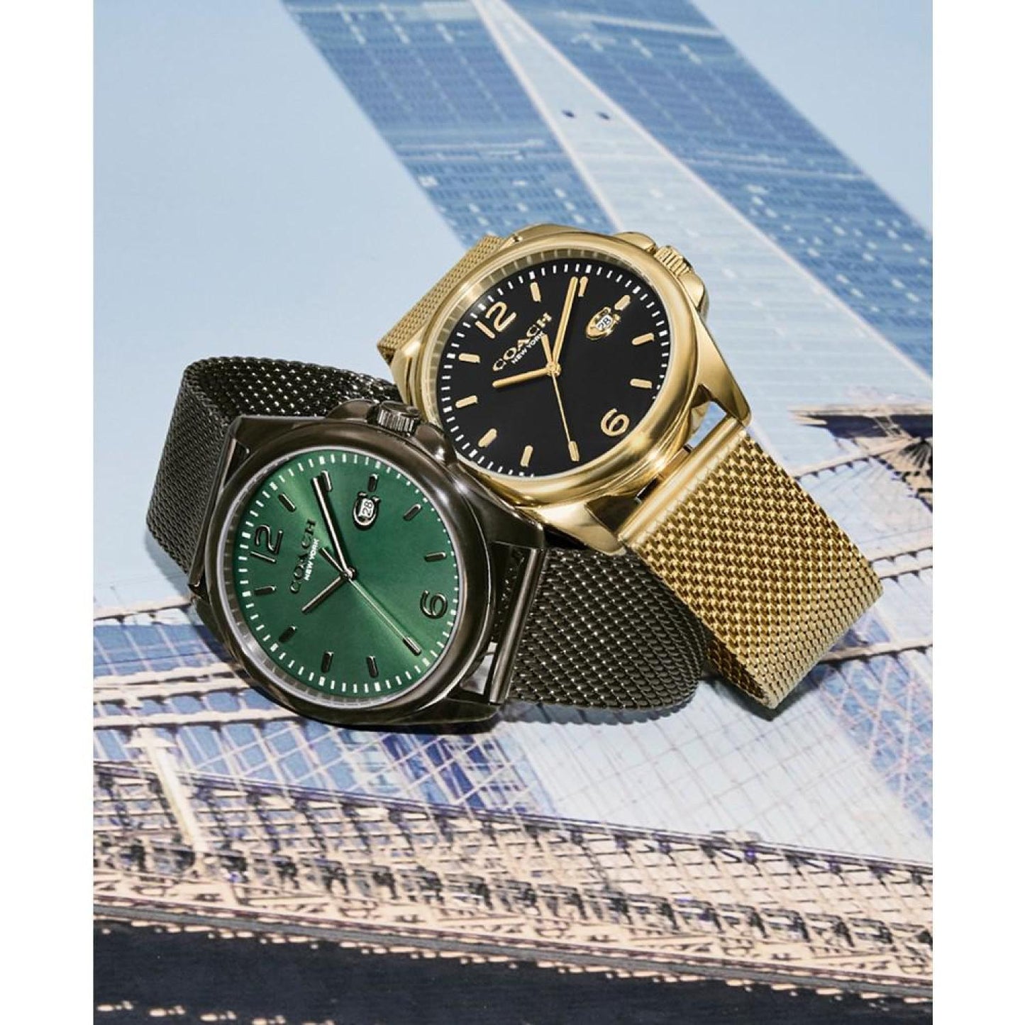 Men's Greyson Quartz Gold-Tone Stainless Steel Mesh Bracelet Watch 41mm
