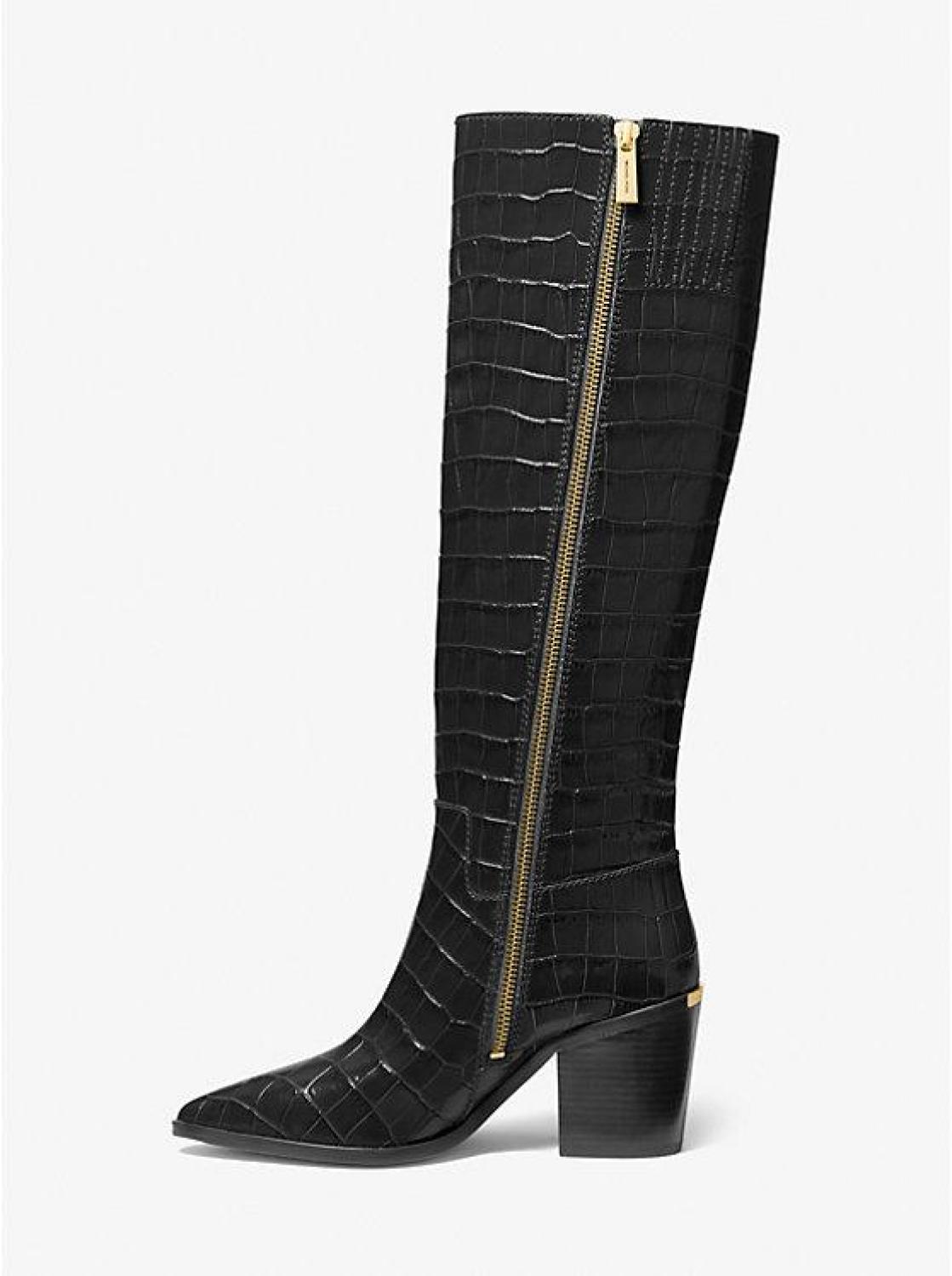 Loni Crocodile Embossed Leather Boot