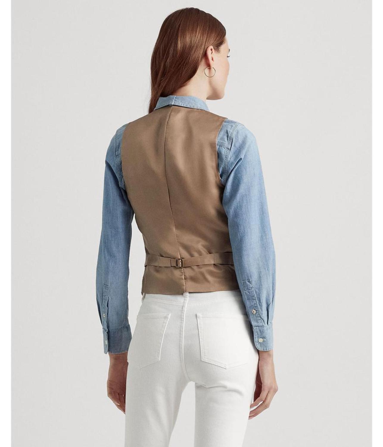 Plaid Linen-Blend Tweed Vest