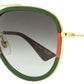 Gucci Women's  Sunglasses GG0062S 003 Gold/Green/Red 57mm