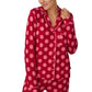 Long Sleeve Sweater Knit Notch Collar PJ Set