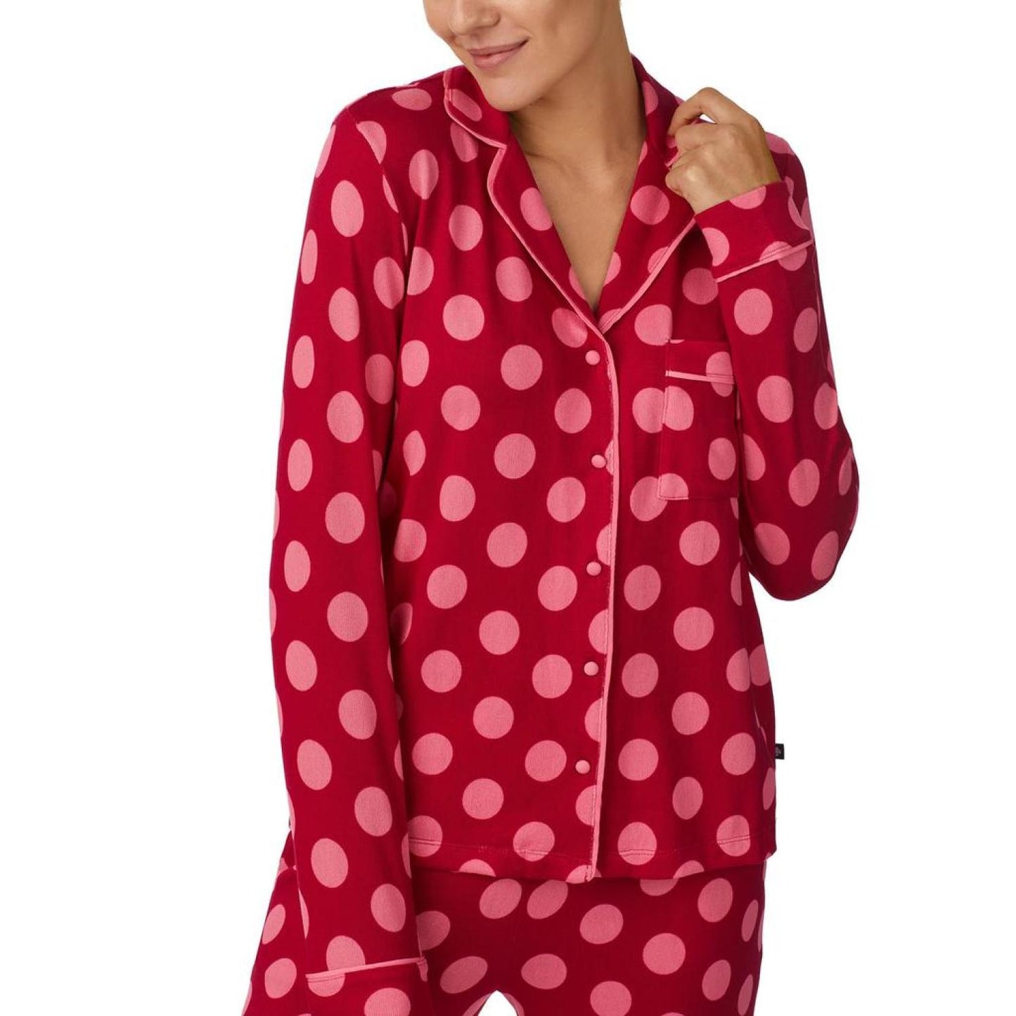 Long Sleeve Sweater Knit Notch Collar PJ Set