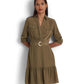 Belted Crepe Shirtdress