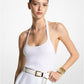 Ribbed Stretch Viscose Halter Bodysuit