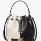 Reed Medium Two-Tone Pebbled Leather Bucket Bag