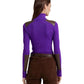 Faux Leather-Trim Ribbed Turtleneck