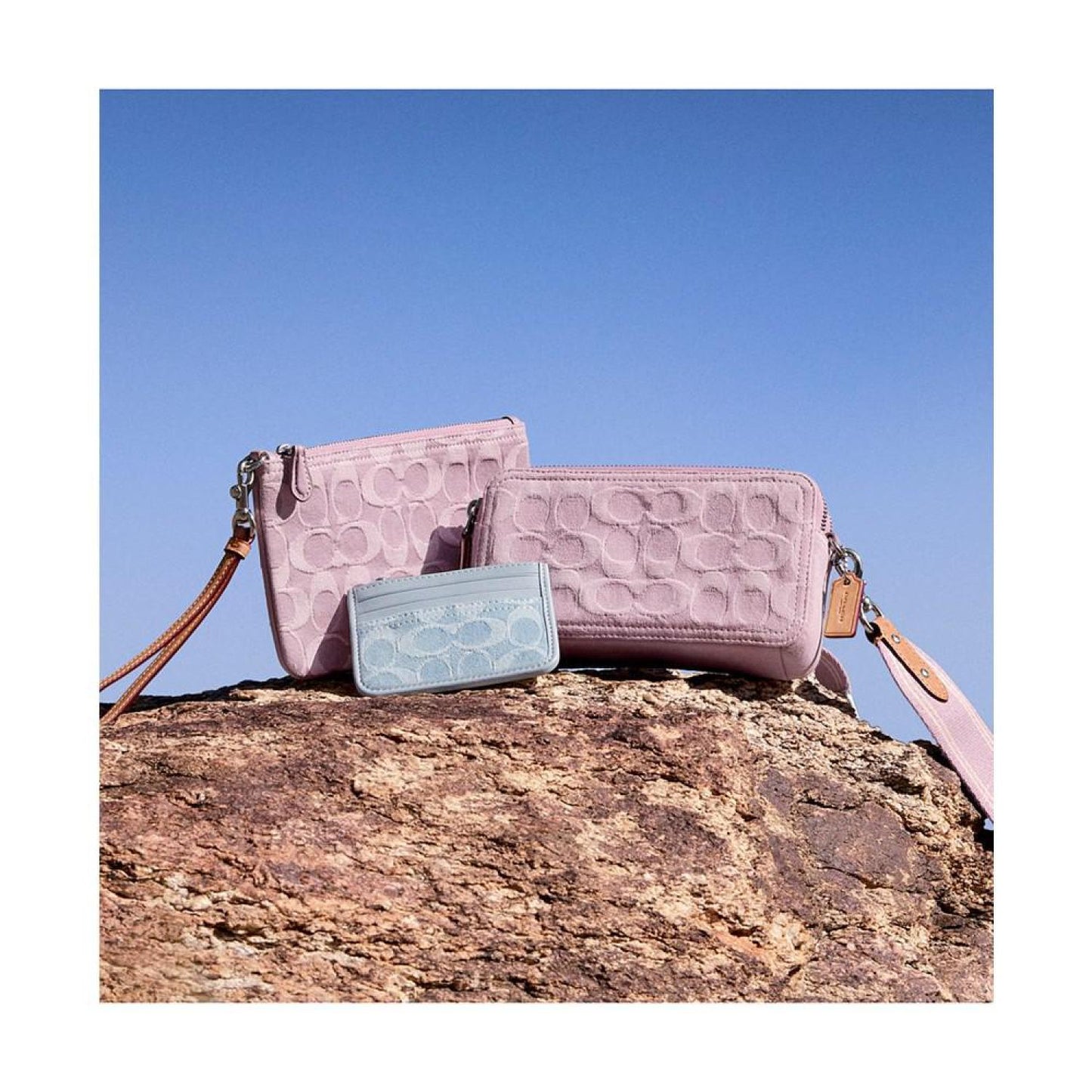 Washed Denim Signature Small Wristlet