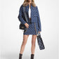 Faux Fur Trim Empire Logo Jacquard Denim Utility Jacket