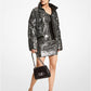 Leopard Sequined Cropped Puffer Jacket