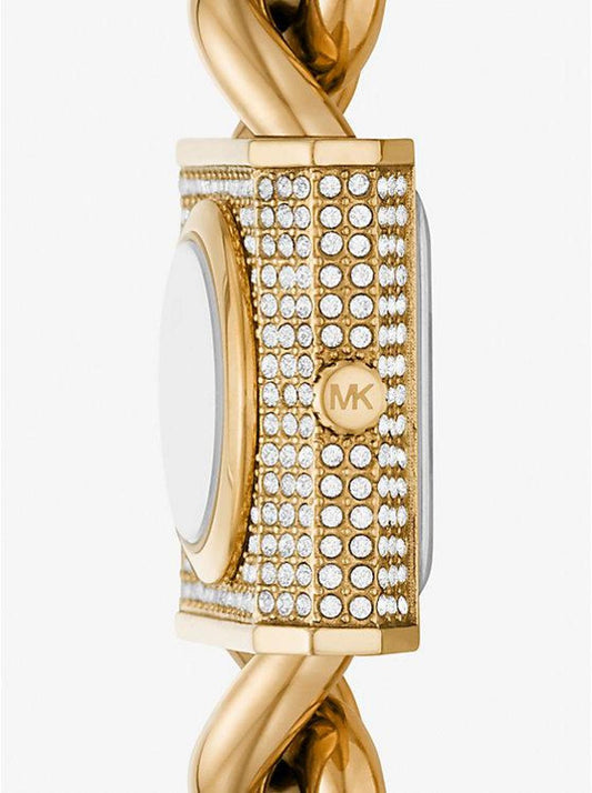 Mini Lock Pavé Gold-Tone Chain Watch