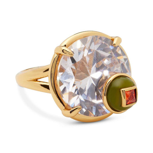Gold-Tone Cubic Zirconia Martini Statement Ring