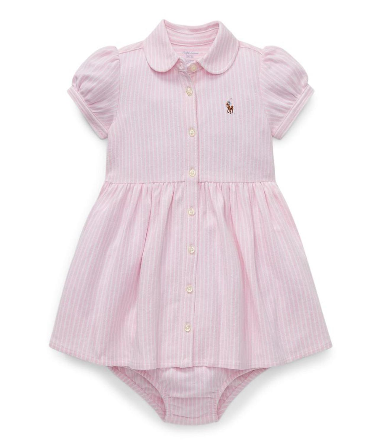 Striped Knit Oxford Dress (Infant)