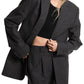 Womens Wool Blend Pinstripe Double-Breasted Blazer