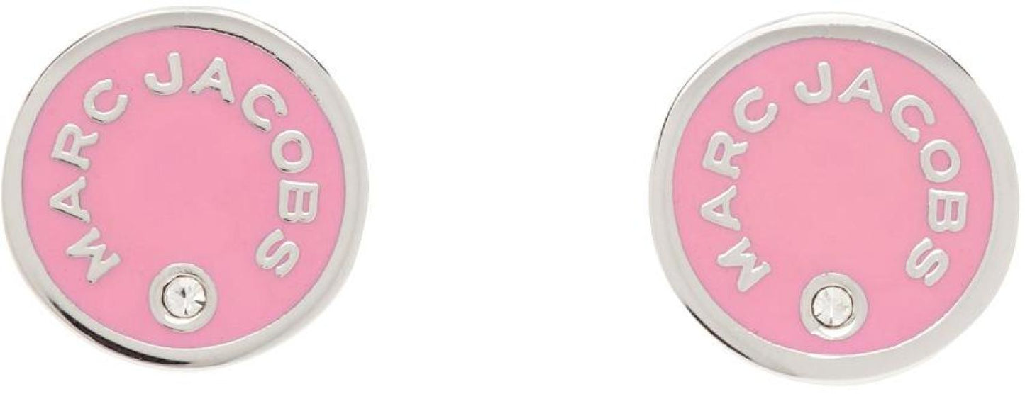Silver & Pink 'The Medallion Studs' Earrings