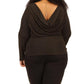Plus Size Long Sleeve Cowl Back Top
