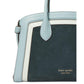 Knott Colorblocked Pebbled Leather and Suede Medium Zip Top Satchel