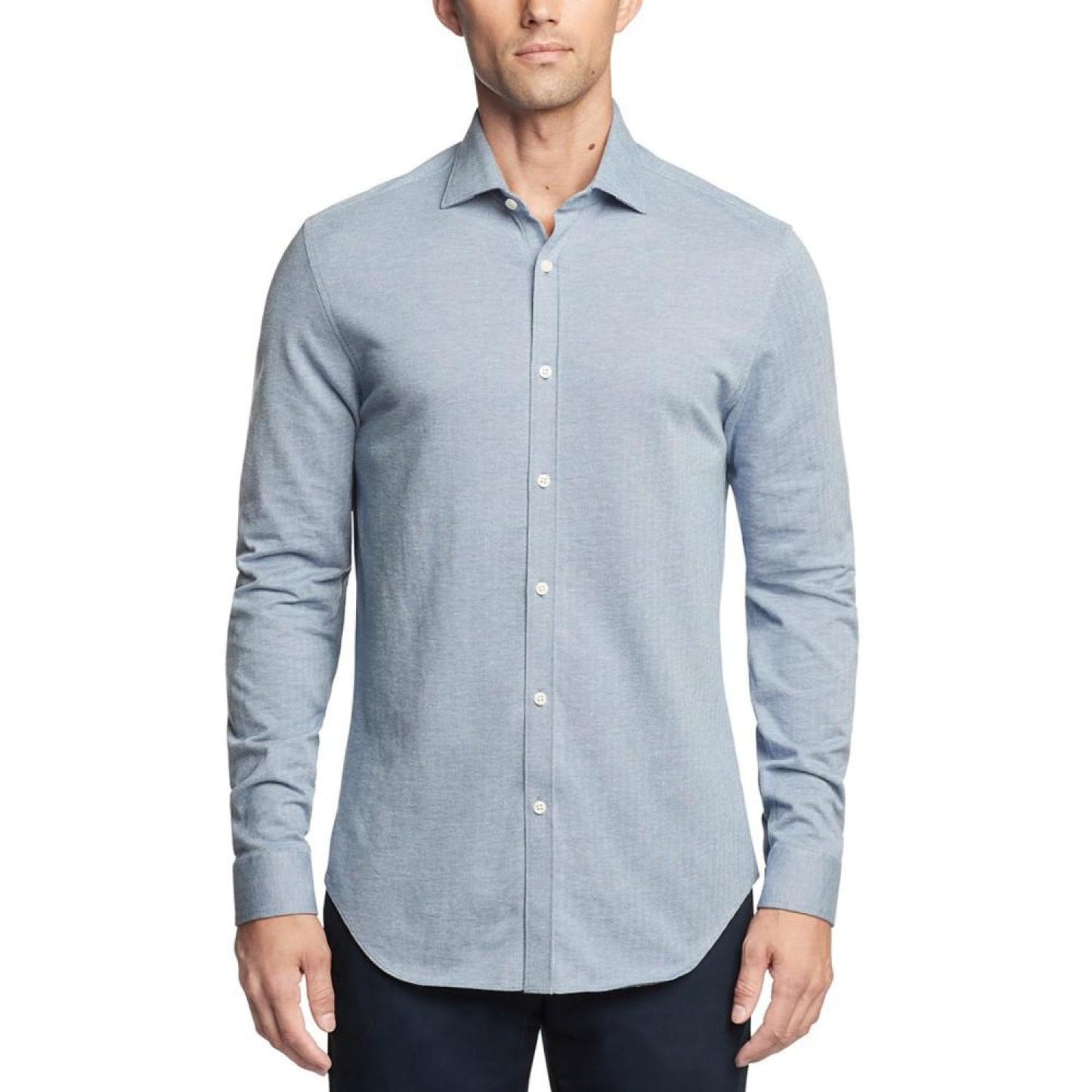Men's Fine Gauge Knit Slim Fit Untucked Dress Shirt