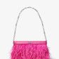 Tabitha Large Feather Embellished Leather Clutch