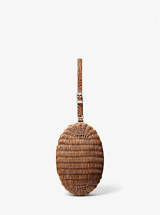 Gramercy Rattan and Crocodile Embossed Leather Minaudie re