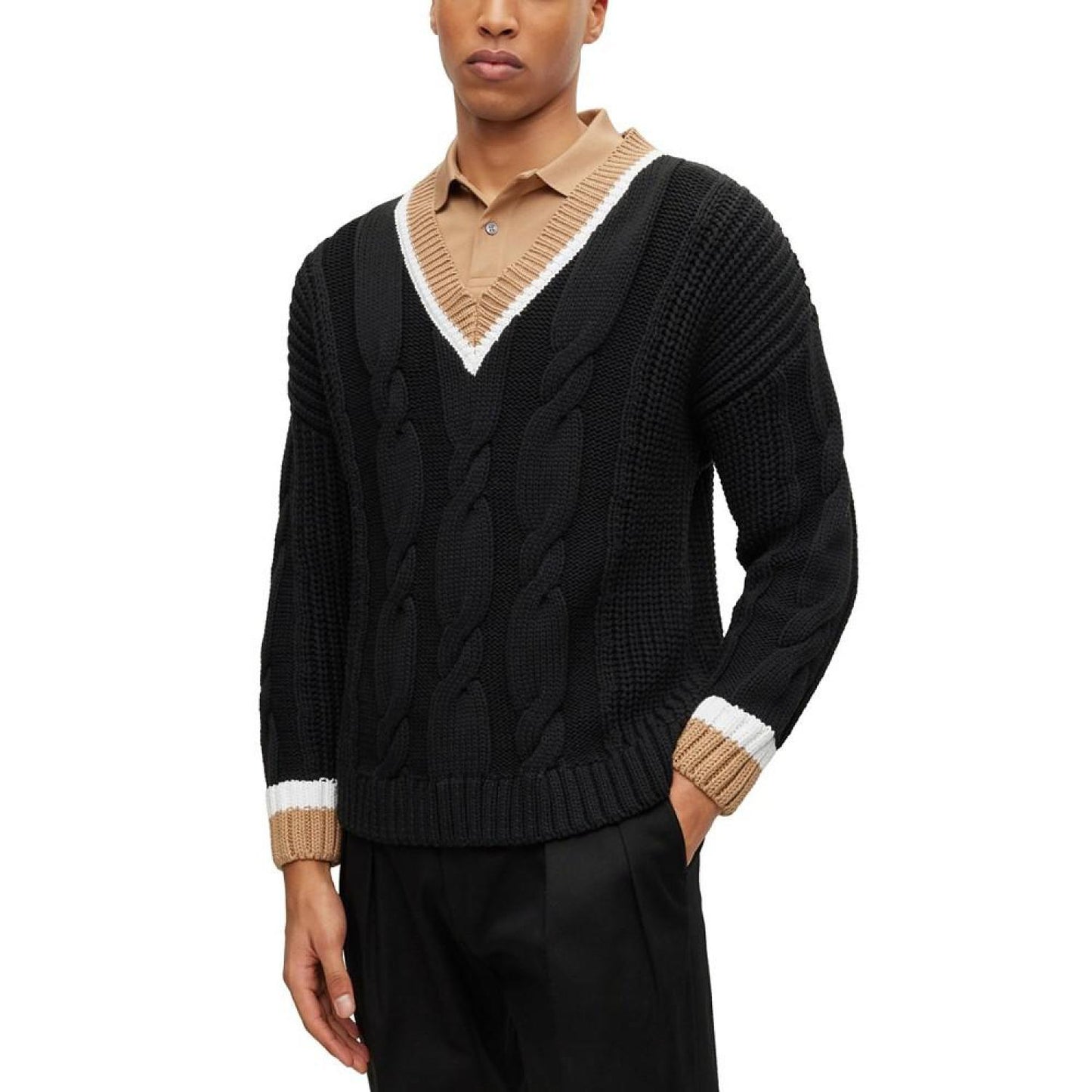 Men's Cotton-Blend V-Neck Sweater