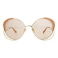 Chloe Round-Frame Metal Sunglasses