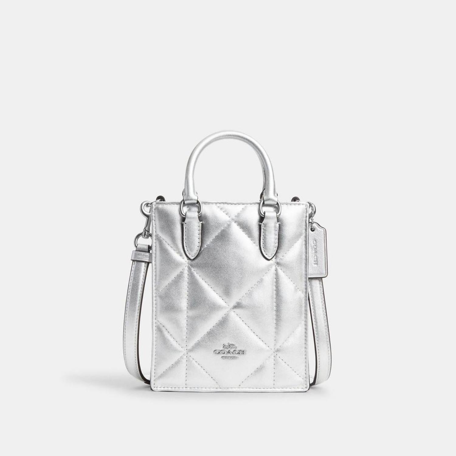 【COACH】North South Mini Tote With Puffy Diamond Quilting!! Coach North South Mini Tote With Puffy Diamond Quilting