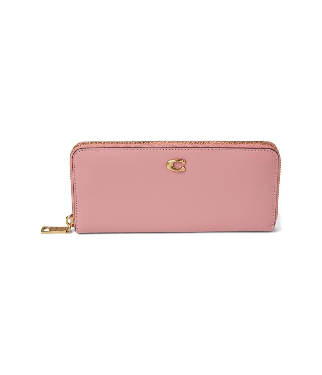Smooth Leather Slim Accordion Zip