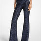 Sequined Stretch Tulle Flared Pants