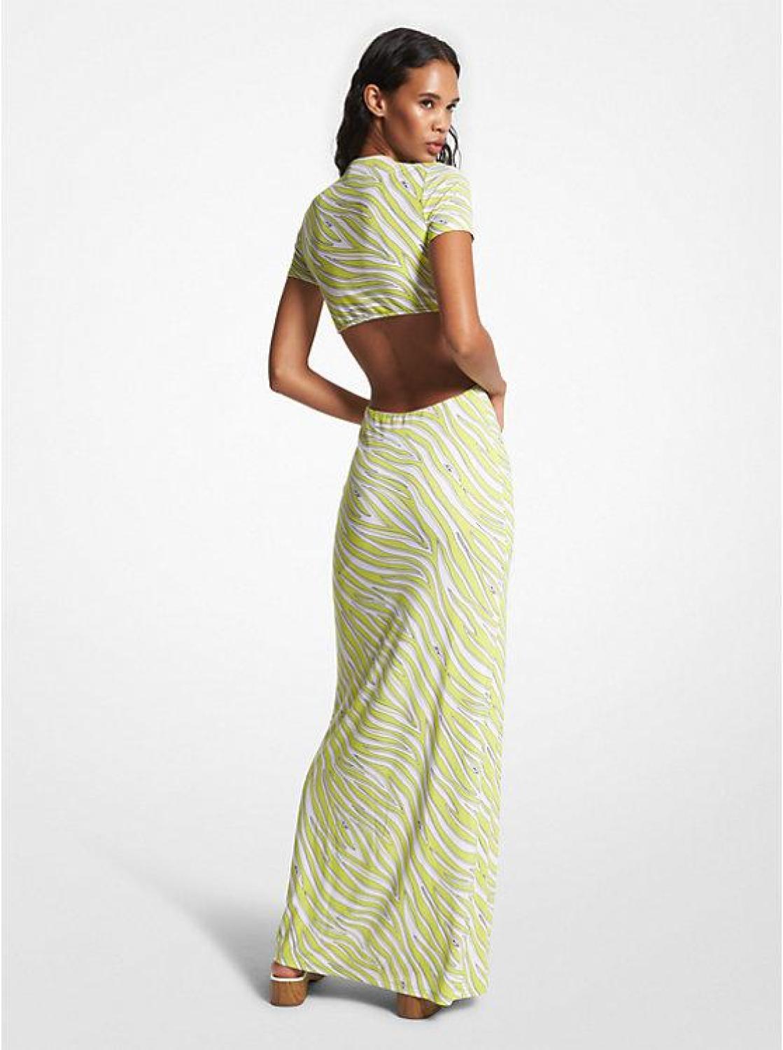 Zebra Print Matte Jersey Cutout Dress
