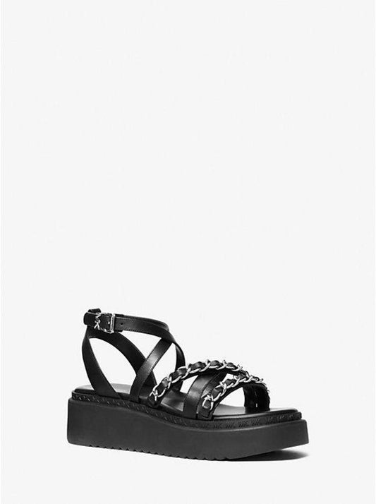 Issa Embellished Leather Flatform Sandal