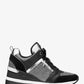 Georgie Leather and Glitter Chain-Mesh Trainer