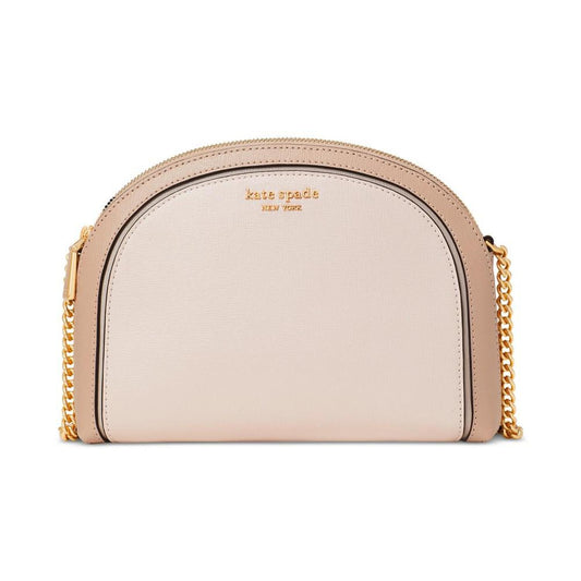 Morgan Colorblocked Saffiano Leather Double Zip Dome Crossbody