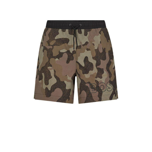 BOSS & NBA quick-drying swim shorts in camouflage-print recycled fabric