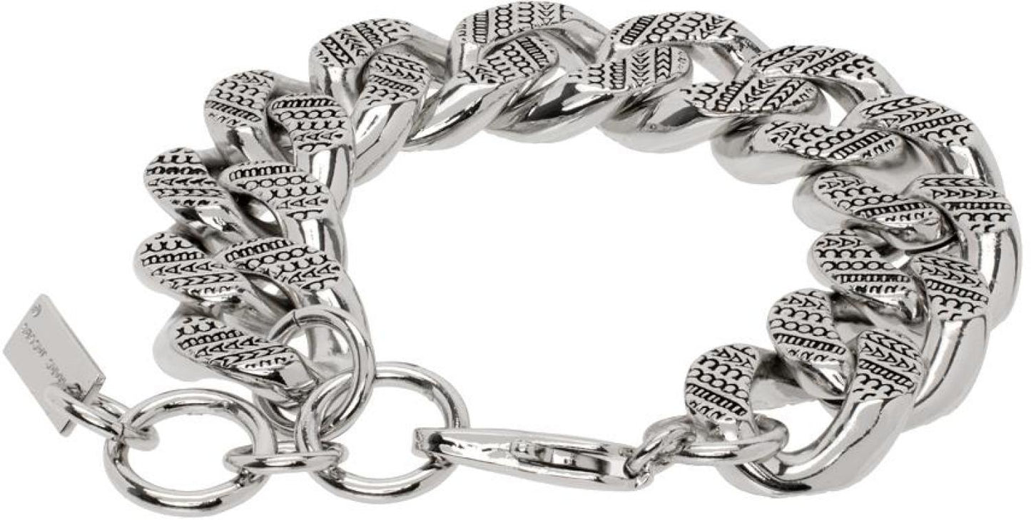 Silver Monogram Chain Link Bracelet
