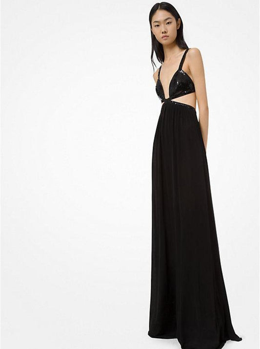 Sequined Viscose Jersey Bikini Gown
