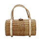 KATE SPADE brown bamboo rattan wicker metallic leather handle log bag