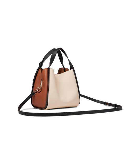 Knott Color-Blocked Pebbled Leather Medium Crossbody Tote