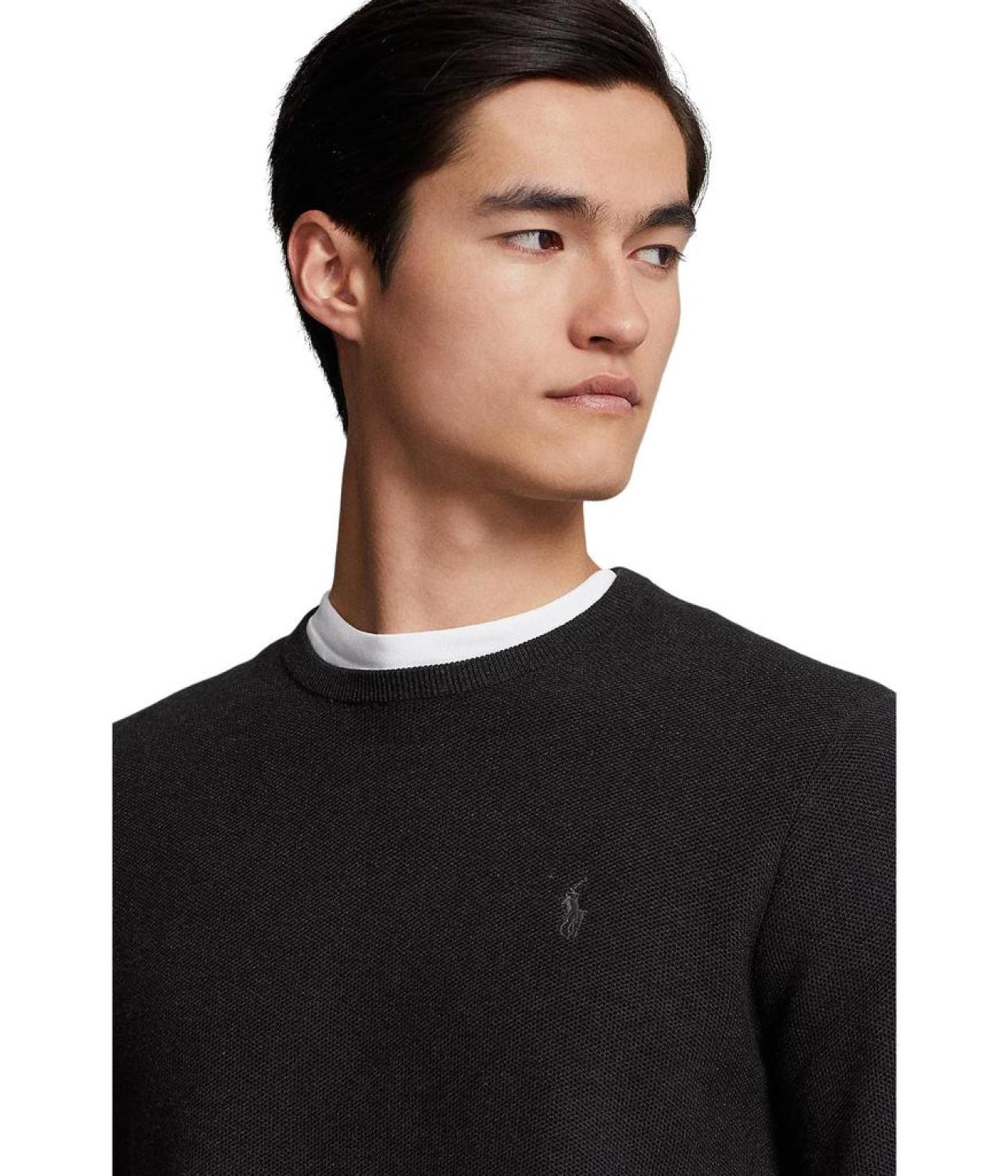 Textured Cotton Crew Neck Sweater