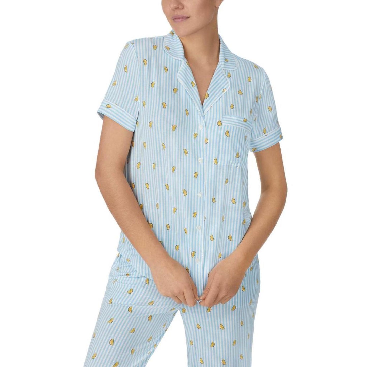 Modal Jersey Short Sleeve Notch Capris PJ Set