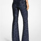 Sequined Stretch Tulle Flared Pants