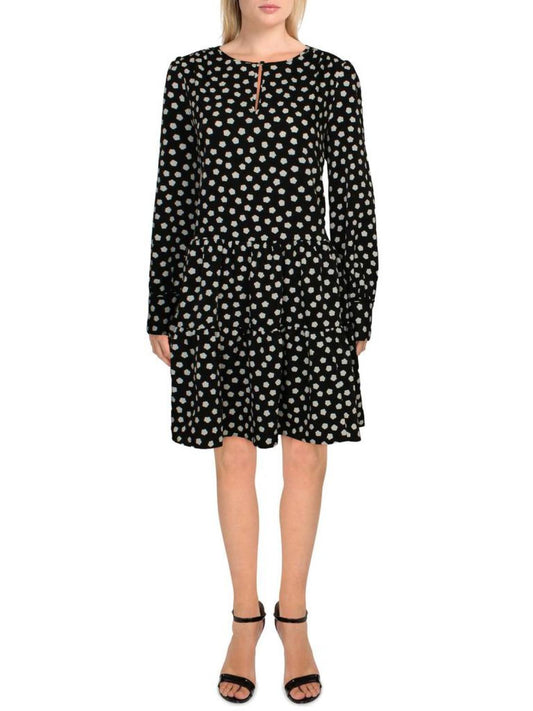 Cloud Dot Womens Printed Keyhole Neck Mini Dress