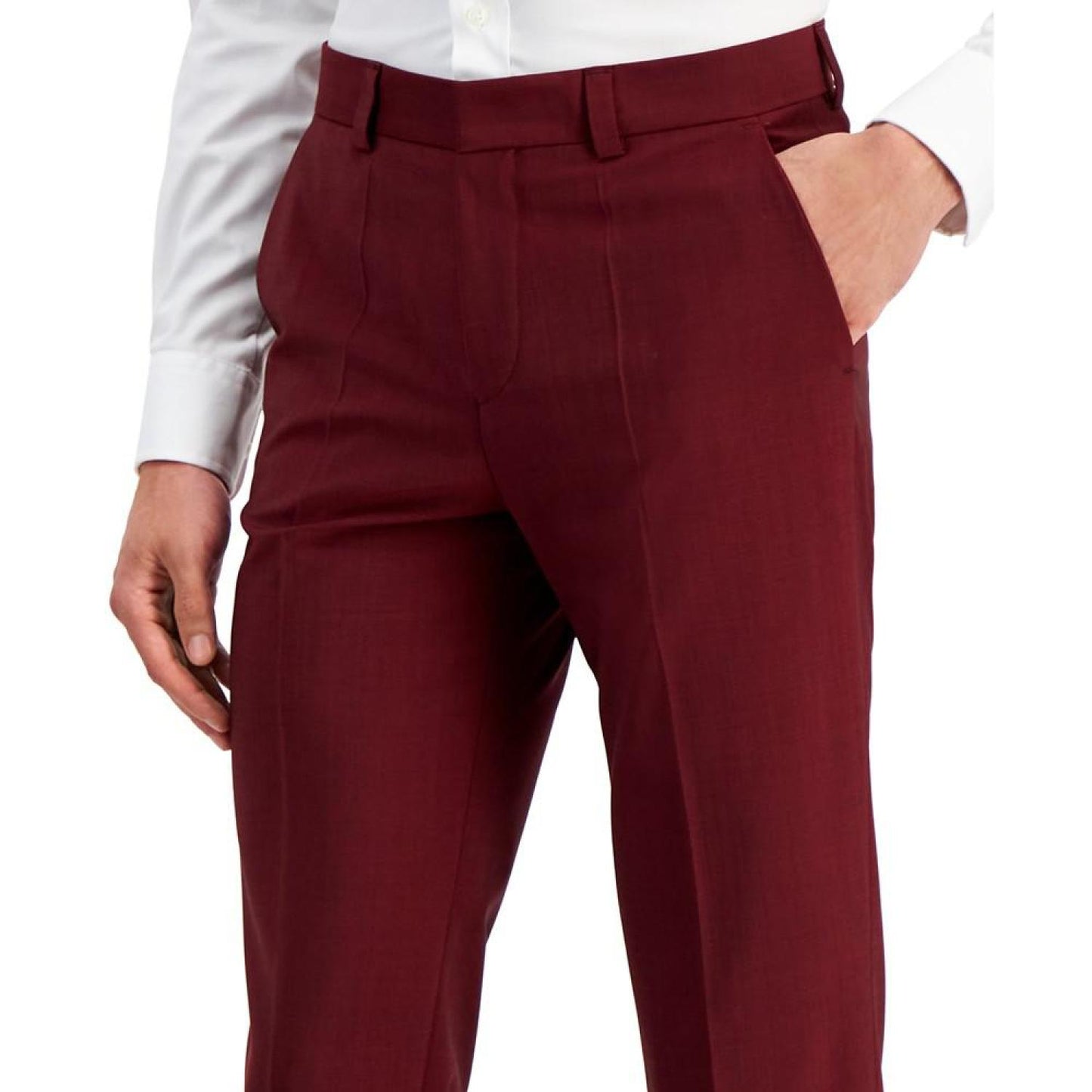 Men's Modern-Fit Dark Red Suit Trousers