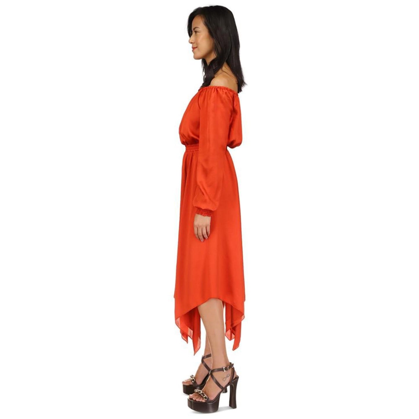 Women's Off-The-Shoulder Handkerchief-Hem Dress, Regular & Petite