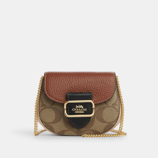 Coach Outlet Morgan Card Case On A Chain In Colorblock Signature Canvas