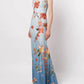 Ombré Embroidered Tulle Mermaid Gown In Dusty Blue