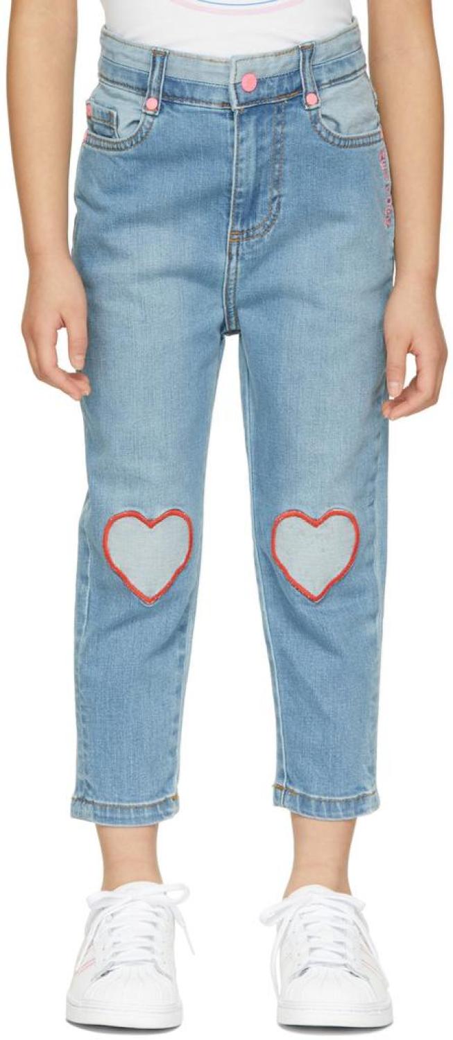 Kids Blue Heart Patch Jeans
