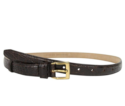 Gucci Women's  Buckle Skinny Crocodile Belt